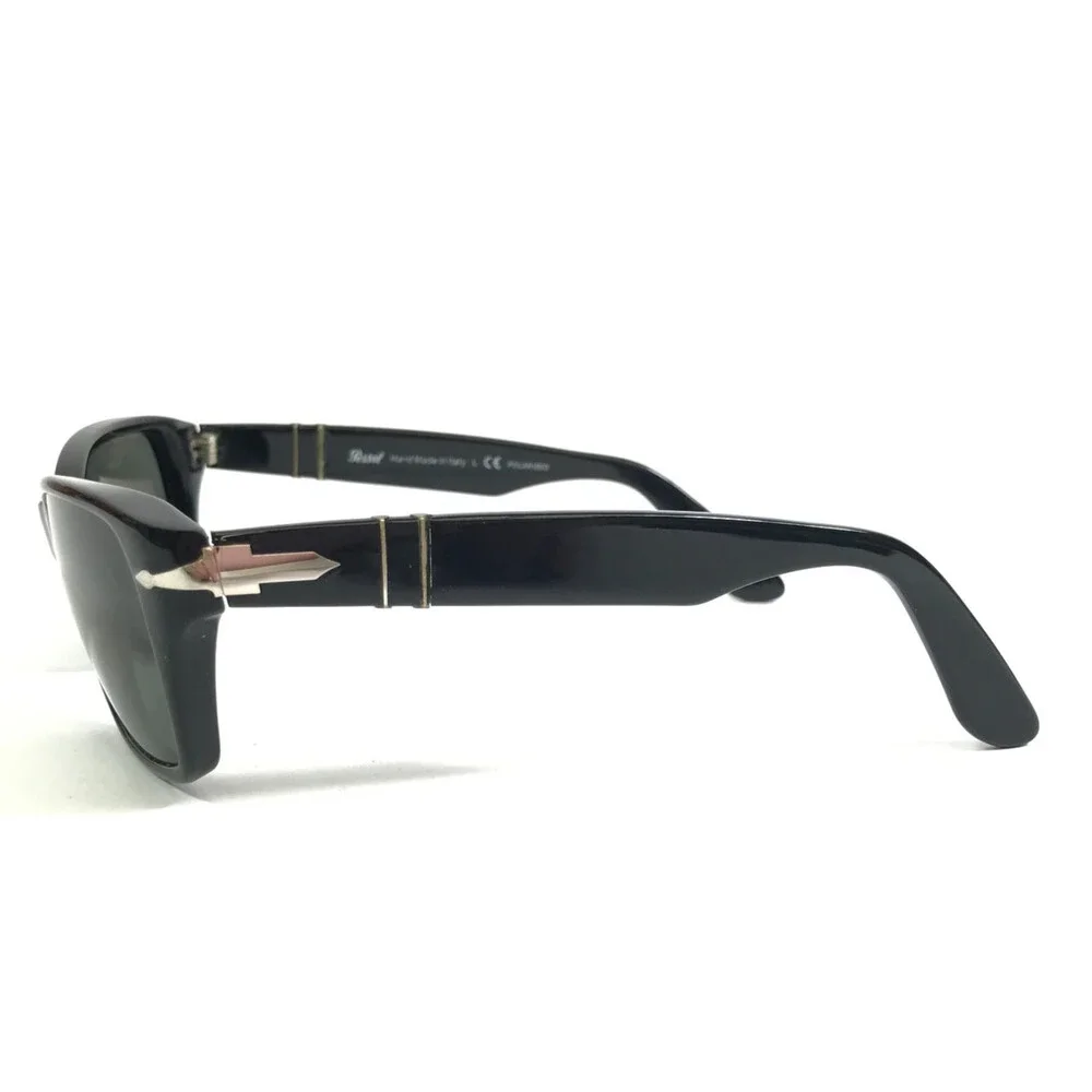 Persol Sunglasses 3040-S 95/58 Shiny Black Rectangle with Gray Polarized Lenses